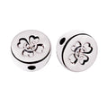 Custom Flower logo Flat Beads Fitting Silver Plating Bracelet Accessory Brand Metal Pendant for Necklace