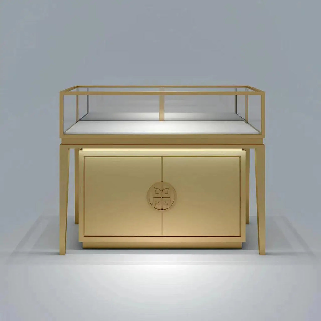 Factory Directly Sell Wood Stainless Steel Glasses Stock Jewelry Display showcase