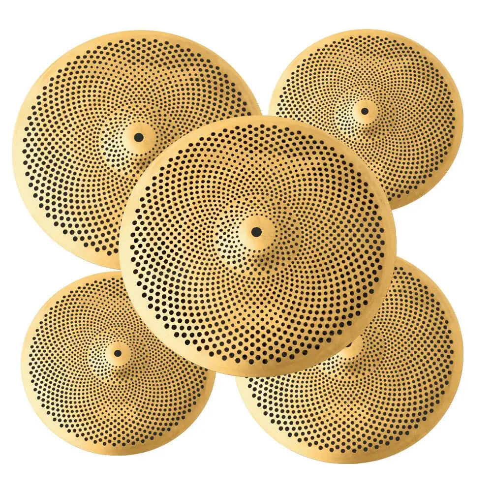 Gold Color Indoor Practice Mute Cymbals Low Volume Cymbal Set 14 Hihat+16 Crash+18 Crash+20 Ride