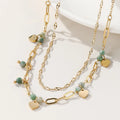 Retro Love Beaded Titanium Steel New Necklace Fashion Simple Layered Pearl Design Jewelry Stainless Steel Necklace