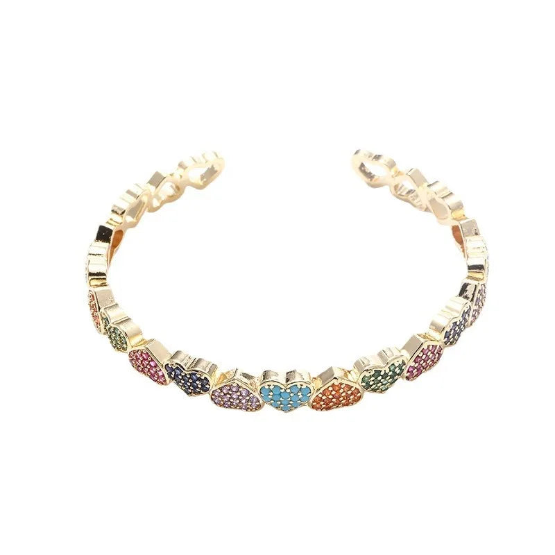 Cross-border Color Love Simple Fashion Bracelet Women Bracelet Girls Open High-grade Sense Bracelet Autumn Winter Jewelry