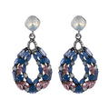 Statement Diamond Opal Dangle Earrings Oval Water Drop Design with Big Hollow Rhinestone Earrings