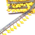 Factory Custom clear AB Rectangle Yellow Resin Stone Rhinestone Tassel Rhinestone Fringe Trimming for Decoration