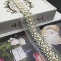 Trims for Sewing Rhinestone Beaded Lace Trim for Wedding Dress Chaton Claw Setting Rolls White 3D Beaded Pearl Lace Trim