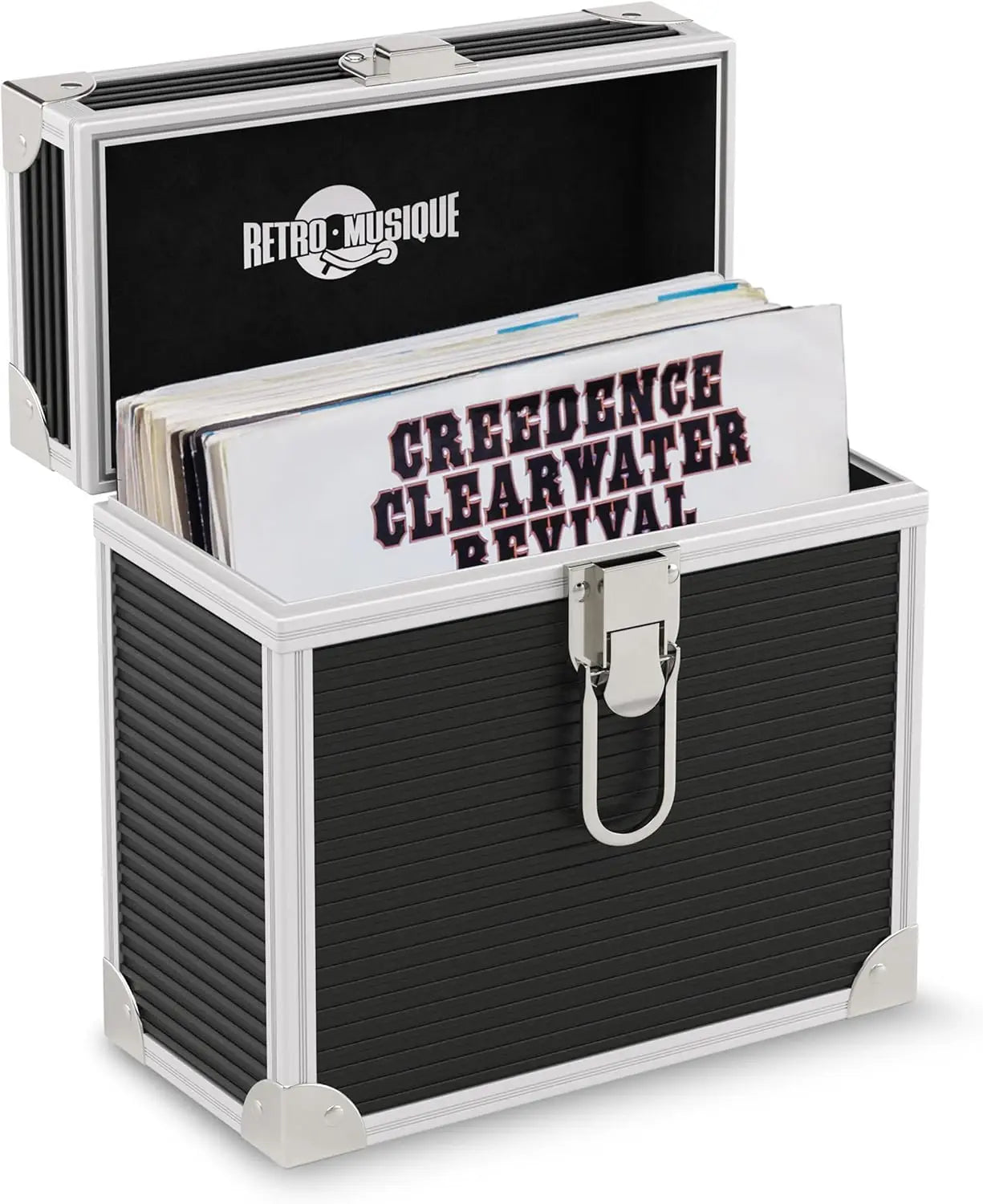 Durable 7\" Vinyl Record EP Storage Case Aluminium LP Storage Boxes with Unique Front Flap Opening