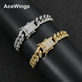 BB005 12mm 7inch 8inch Brass Iced Out Bling Chain Bracelet Jewelry CZ Cuban Bracelet Hip Hop