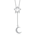 Hot Sale Wholesale 925 Sterling Silver Diamond Moon and Star Pendant Necklace Sweet Jewelry for Women