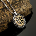 Vintage Stainless Steel Odin Rune Compass Necklace Hollow Viking Road Sign Pendant Link Classic Stylish Fashion Amulet Jewelry