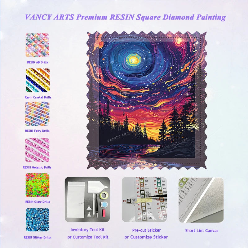 Landscape 5D Diamond Painting Kit DIY Craft Set - Full Drill Embroidery Cross Stitch Art - Frameless Wall & Home Decor