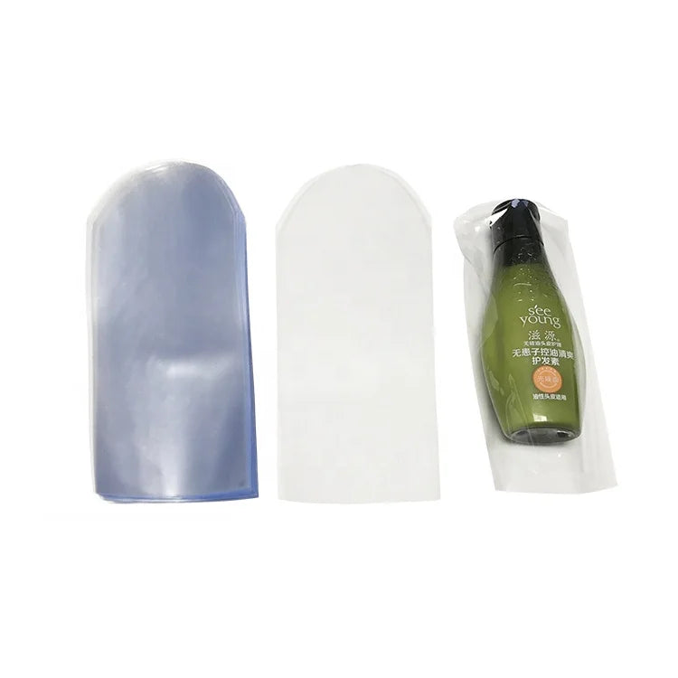 Factory Stock Small Size  Clear Transparent Round Arc Heat Shrink Bags PVC Shrink Plastic Bags for Cosmetics