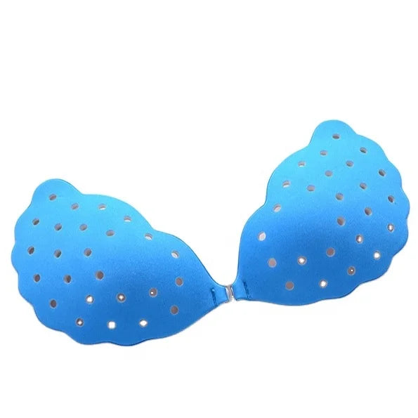 Shell Hollow Front Buckle Silicone Invisible Bra for Ladies Sexy Gathered Strapless Front Chest Patch Intimates Accessory