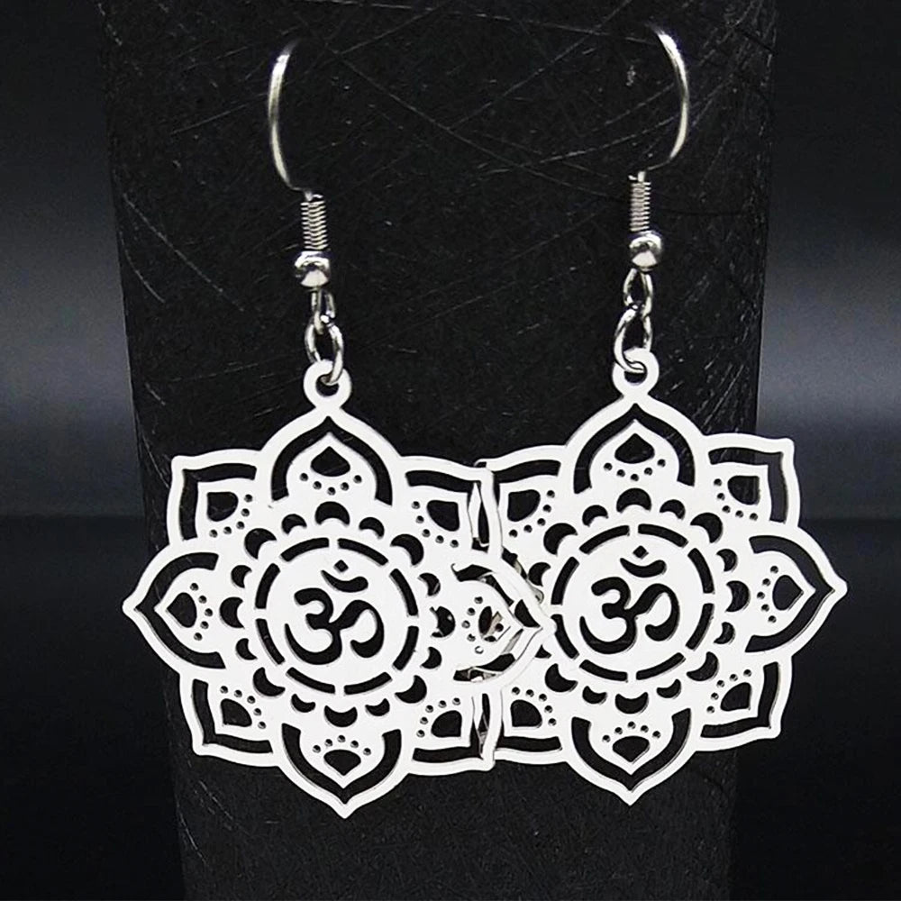 OM Pendant Big Earrings Stainless Steel Aretes De Oro 18K Indian Jewelry 2025 Jewelry for Women