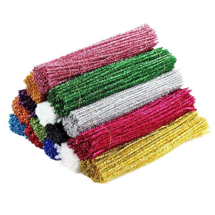 Wholesale 12 Inch Glitter Craft Pipe Cleaners Glitter Chenille Sticks for Kids Craft Tinsel Chenille Stem