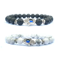 7 Chakras Gemstone Eye Bracelet Lava Stone Essential Oil Diffuser Reiki Healing Balancing Round Beads Bracelet for Women