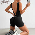 Yoke Popular  Woman Gym Yoga Jumpsuit Deep V Waist Yoga Bodysuits Women Fitness Tight Sportswear Workout Jumpsuit for Women