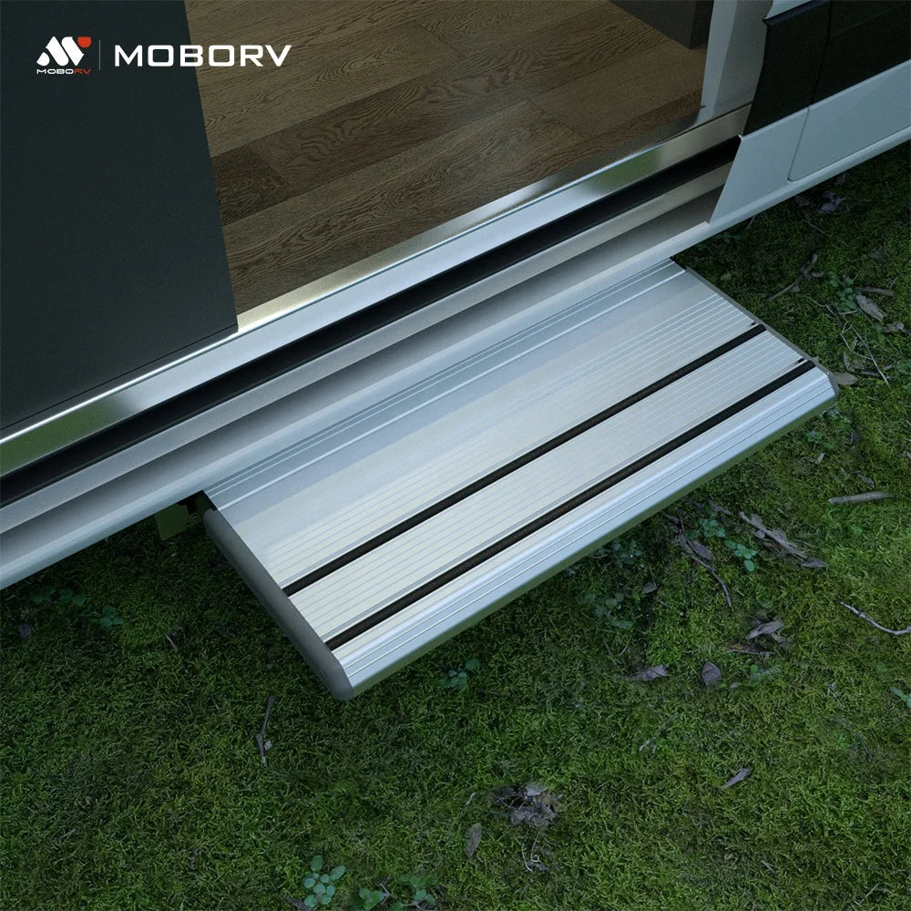 MOBORV Electric Motorhome Caravan Outdoor Waterproof Durable Strong Aluminum Alloy 12V/24V Anti-Slip Single Slide RV Step Manual MegaBDM