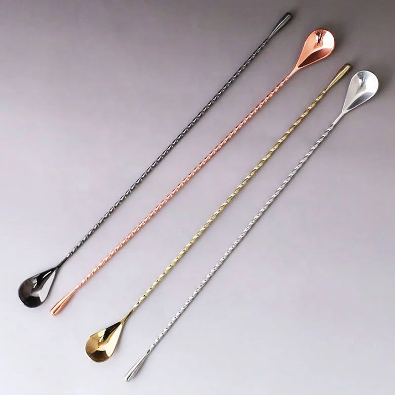 304 Stainless Steel Copper Gold Long Steering Mixing Cocktail Stirrer Bar Spoon for Bartender Kits