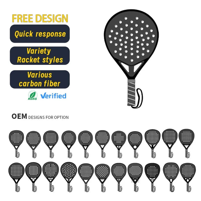 MELORS Custom Carbon Fiber Frosted Diamond Hole Paddle Padel Racket
