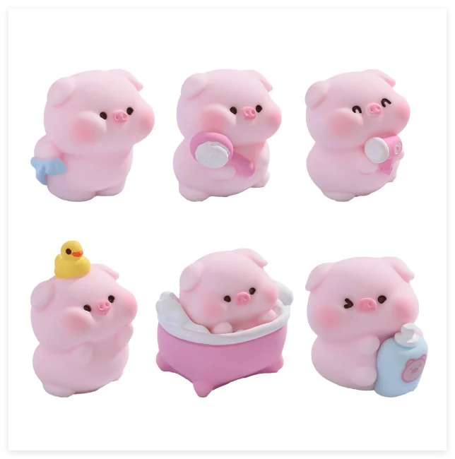 China Sculpture Charm Ornaments Resin 3d Mini Figurine Shower Pig Miniature Figures for Florarium Aquarium Decor Bath Bombs Toys