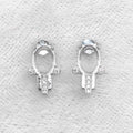 Sterling Silver 6*8mm Semi Mount Stud Earrings Empty Frame Support Blank Setting S925 Base Without Center Stone for DIY Inlay