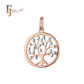 FJ Fallon Fashion Jewelry Circle Tree Pendant with Fruits Plated in Rose Gold Two Tone Brass Based
