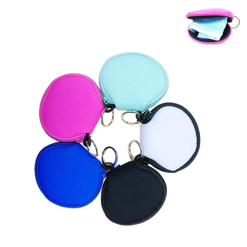 Sublimation Blanks Maskholder Little Zipper Bag Pouch Purse with Key Ring