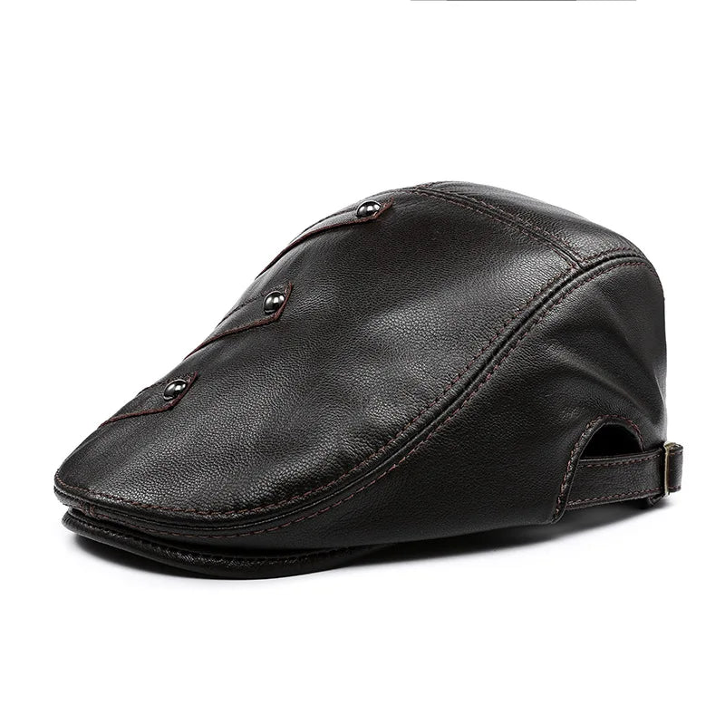 X1679 Real Leather Visor Flat Hat Natural Leather Cap Manufacturer Bucket Hat Suede Leather Patch Hats