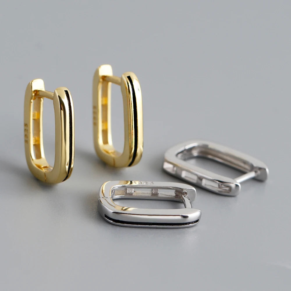 Drop Shipping 925 Sterling Silver U-shapedoil Drip Enamel Gold Plated Hoop Earring Jewelry for Women