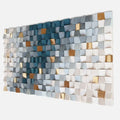 Luxury Home Decor Gray Gold Abstract Wooden Mosaic Artwork Wall Art Piece Rustic Natural Wooden Geometric Wood Carving