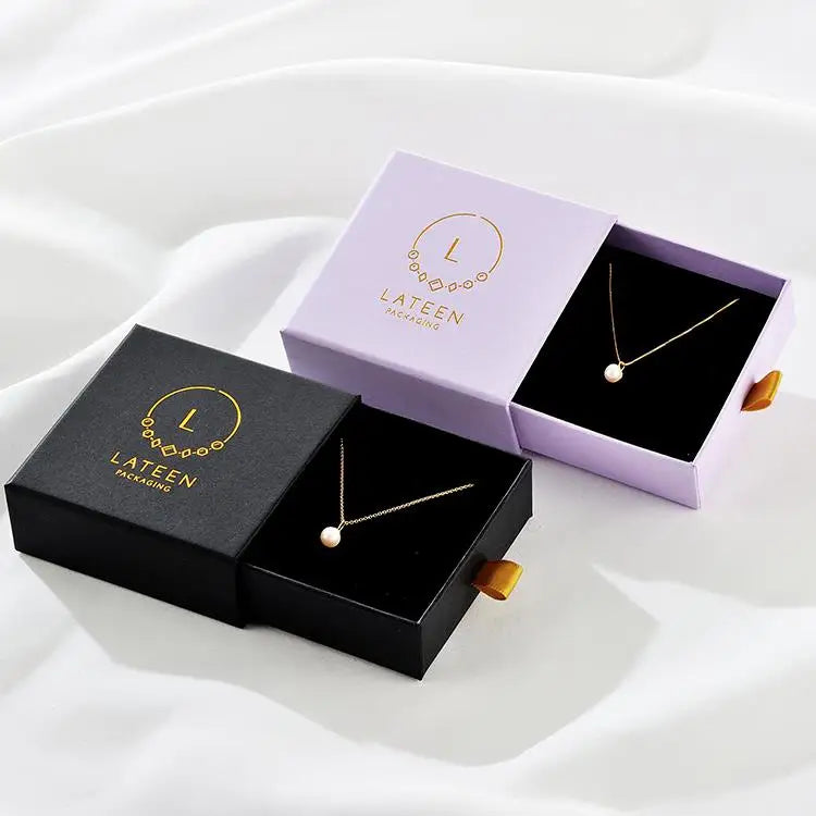 Custom Size Different Logo Printed Jewelry Paper Box Cardboard Drawer Sliding Jewelry Paper Packaging Box