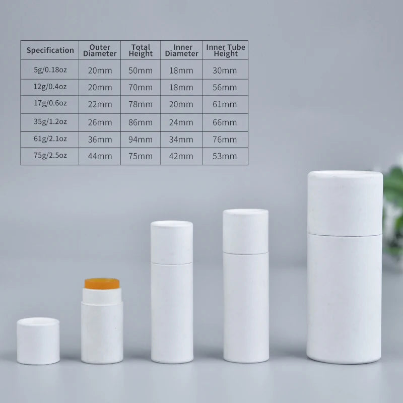 Luxury Customizable Push up Kraft Paper Lip Balm Tubes Recyclable Cylinder Deodorant Container