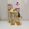 HJ230030 Gold Flower Stand Wedding Decoration Rectangle Gold Wedding Table Centerpiece Metal Flower Stand for Wedding Decoration