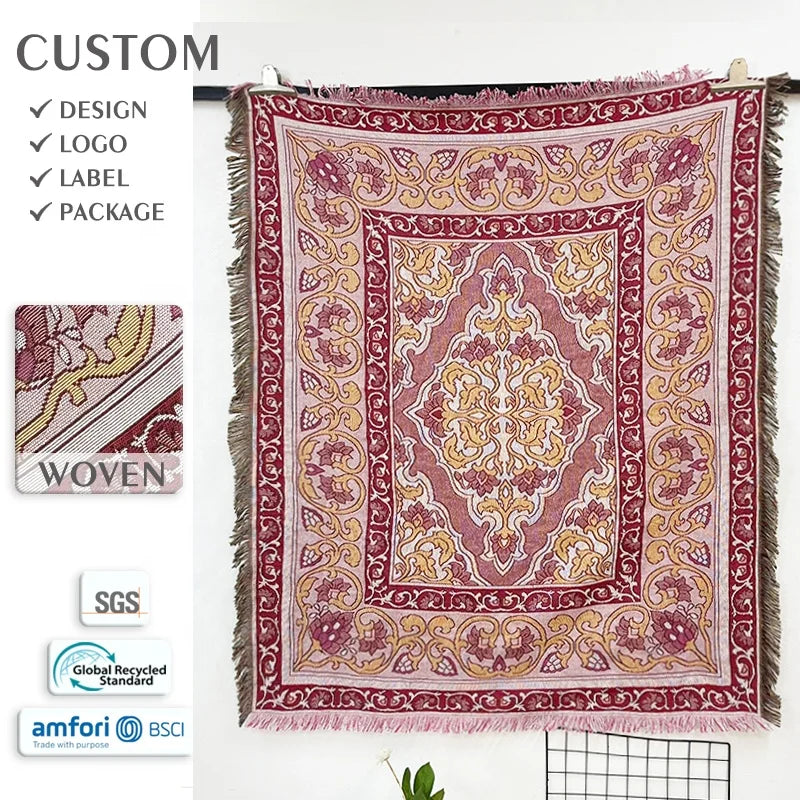 Home Decor Sofa Blanket Custom Boho Throw Rug with Tapestry Sofa Throw Blanket and Picnic Blanket