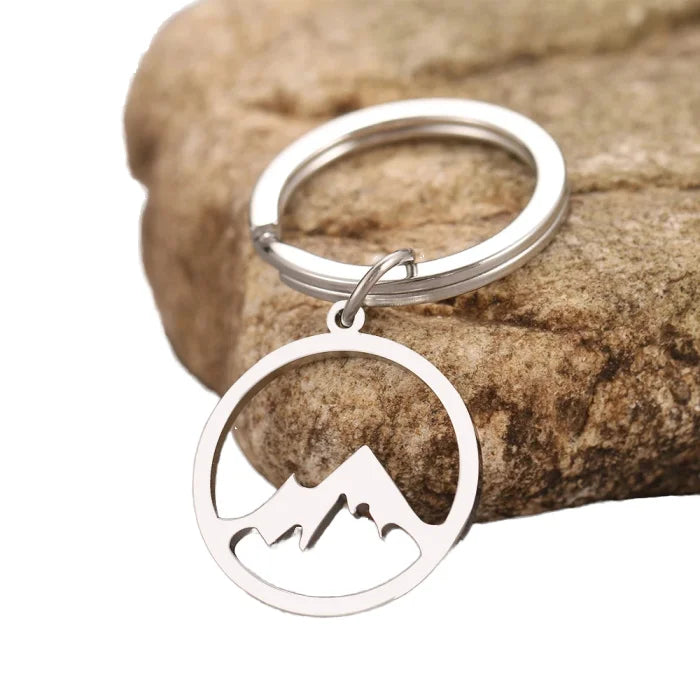 YUNLAN Adventure Mountain Stainless Steel Key Ring Outdoor Travel Camping KeyChain Accessory Hiking Lovers Gift Metal Key Chains