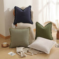 Amity Factory Wholesale Luxury Solid Throw Pillowcase Cushion Covers Tassel Washed Cotton Frayed Edges for Home Sofa Decor