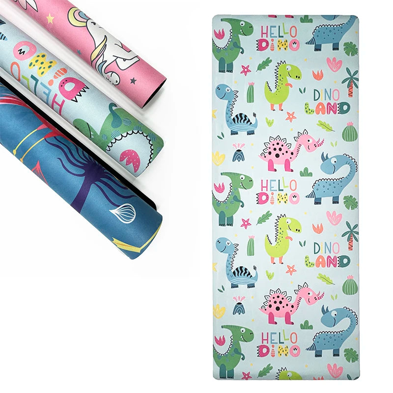 Size 120 153cm Length New Design Abstract Colorful Oil Acrylic Painting of Birds Anti Slip Small Kids Yoga Mat