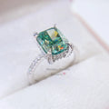 GRA Certificated Wedding Jewelry 10K 14K 18K White Gold Green Moissanite Engagement Ring