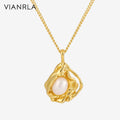 VIANRLA 925 Sterling Silver 18k Gold Chain Pearl Pendant Necklace Jewelry Wholesale Merchants