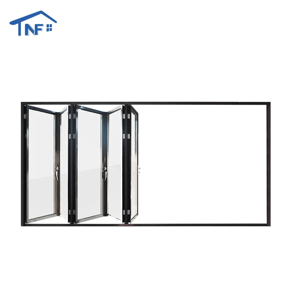 Large Modern Internal Lockable Accordion Sliding Aluminum Bifold Folding Double Glass NFRC Certified Sound Insulation Doors
