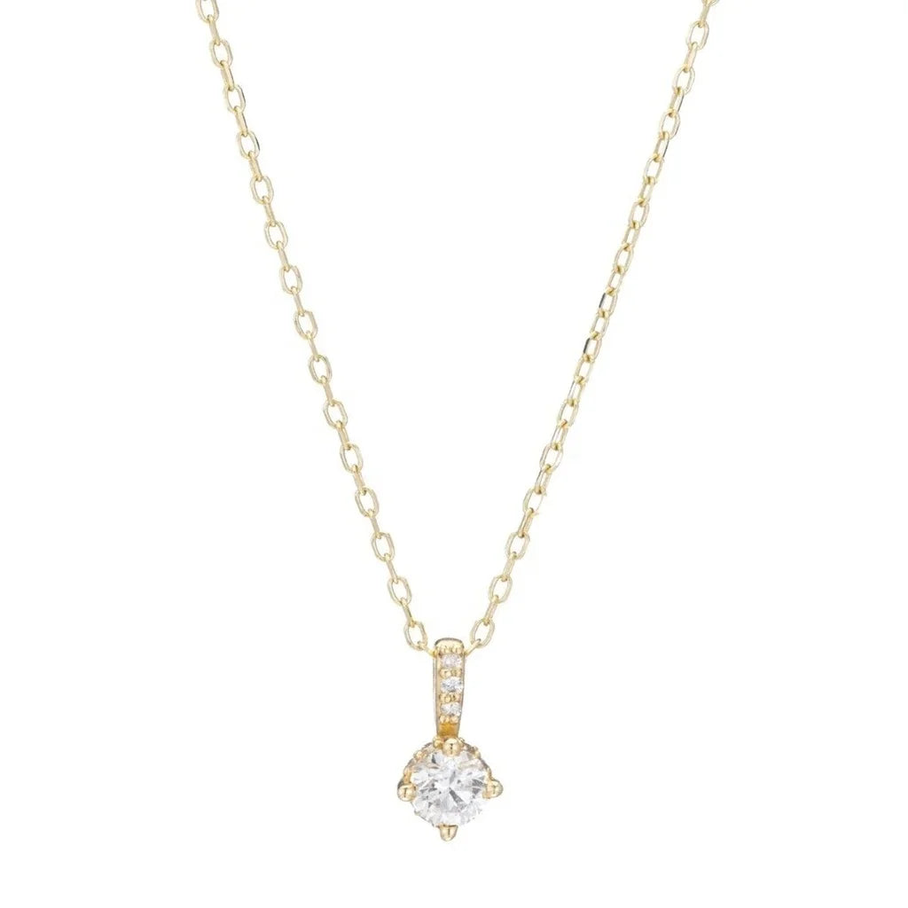 LOZRUNVE 925 Sterling Silver Delicate Centre Diamond Zircon Pendant Cable Chain Necklace Women
