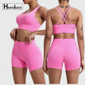 Custom Logo Plus Size Women's Workout Activewear Yoga Gym Fitness Clothing Biker Tracksuit Shorts Sets Two Piece Sportswear