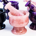 Wholesale Model Natural Healing Hand Carved Engraved Rose Quartz Mortar Pestle Crystal Folk Art for Home & Wedding Decoration