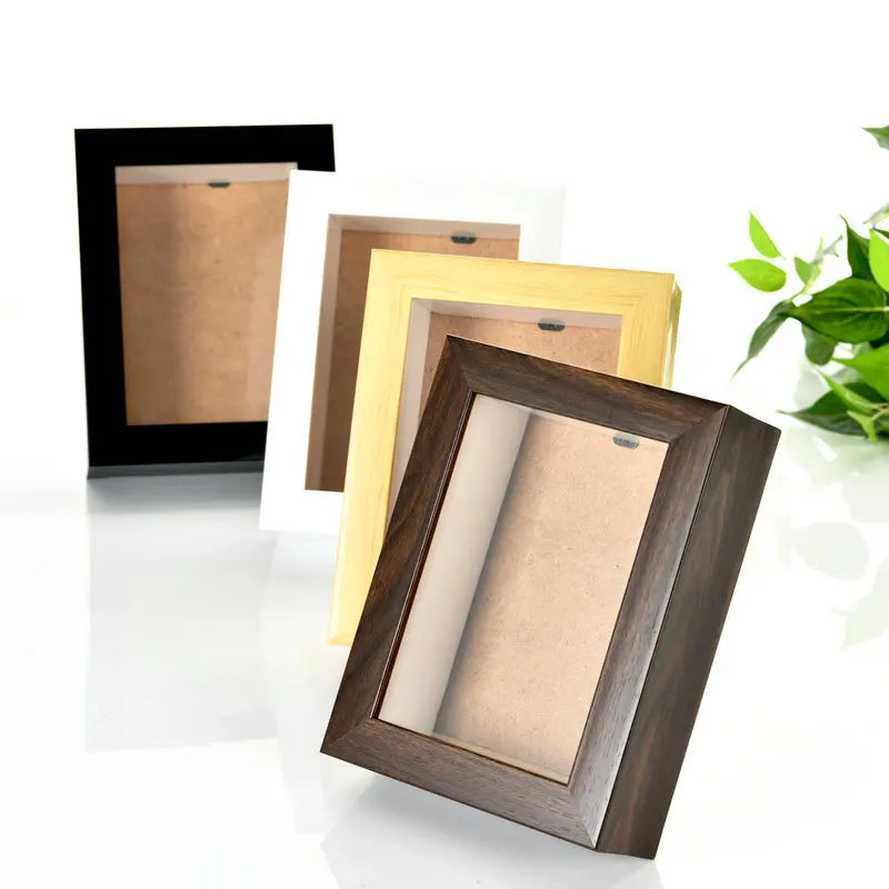 5*7 Walnut Wood MDF Decoration Art Picture Photo Frame Deep 3d Shadow Box Frame with Plexiglass