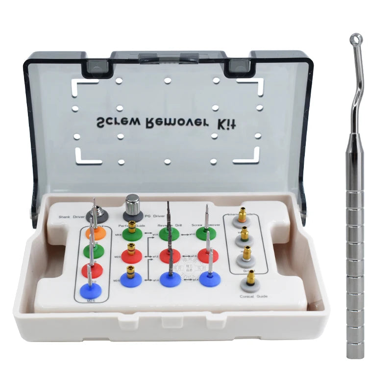 Dental Broken Screw Extractor Remove Implant Kit Dental Remover Drill Driver Guide Implant Restoration Tools Kit