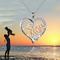 Fashion Heart Shaped Mom Letter Necklace Tow Tone Color Mother Day Crystal I Love You Forever Heart Pendant Necklaces for Mother
