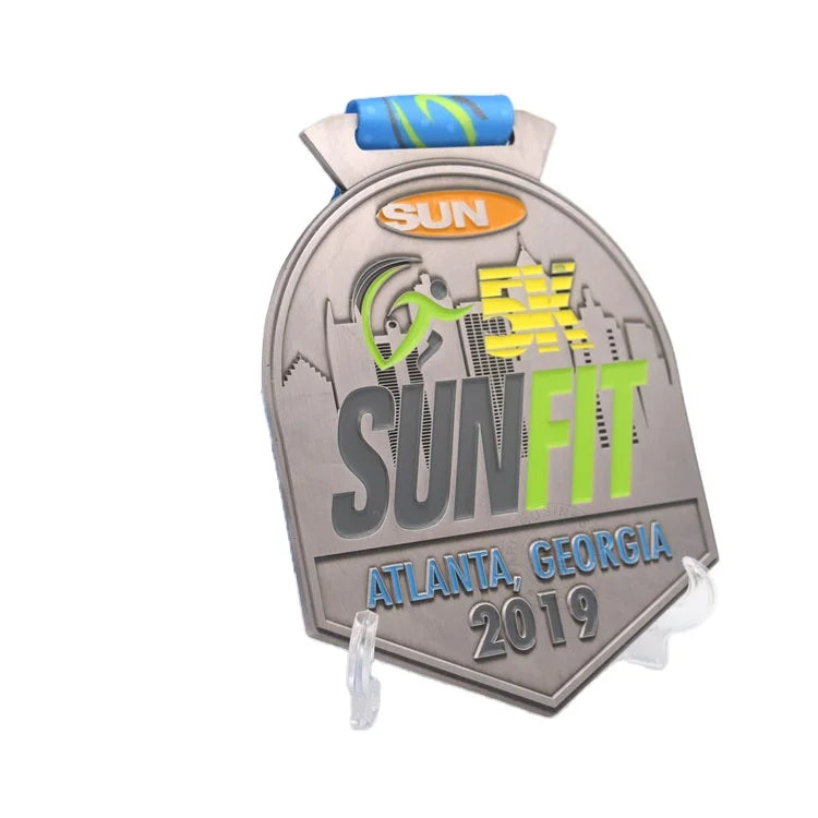 Hot Antique Silver Plating SUNFIT ATLANTA GEORGIA US 5k Fun Running Sport Metal Medal