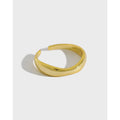 Korean Design 18K Gold Plated S925 Sterling Silver Wave Bands Open Finger Rings for Women