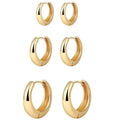 E0201 Hot-Selling INS Minimalist Wide Three-Piece European American Geometric Ear Clips Small Earrings Set Trendy Ear Hoops Set