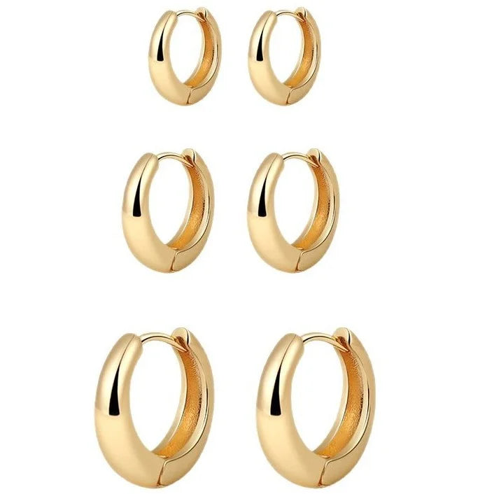 E0201 Hot-Selling INS Minimalist Wide Three-Piece European American Geometric Ear Clips Small Earrings Set Trendy Ear Hoops Set