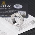 Luxury Sterling Silver S925 Fine Jewelry Hip Hop Ring 8mm Wide VVS Moissanite Iced Out Men Eternity Band Ring